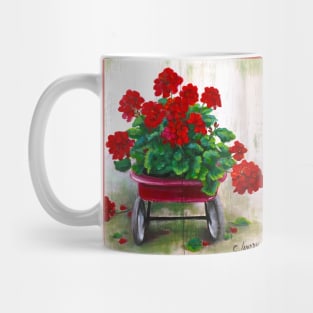 The Red Wagon with Gerainiums Mug